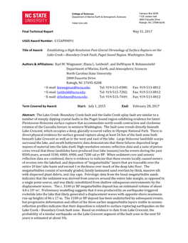 Final Technical Report May 31, 2017 USGS Award Number