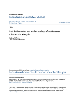 Distribution Status and Feeding Ecology of the Sumatran Rhinoceros in Malaysia