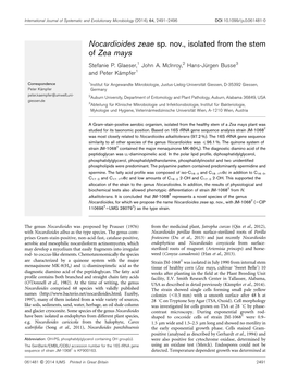 Nocardioides Zeae Sp. Nov., Isolated from the Stem of Zea Mays