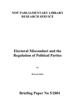 Electoral Misconduct and the Regulation of Political Parties