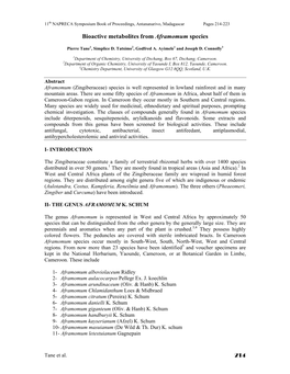 Bioactive Metabolites from Aframomum Species