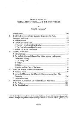 Federal Trust, the Esa, and the Trinity River