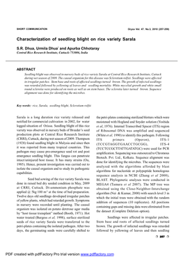 Characterization of Seedling Blight on Rice Variety Sarala