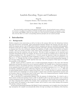 Lambda Encoding, Types and Confluence