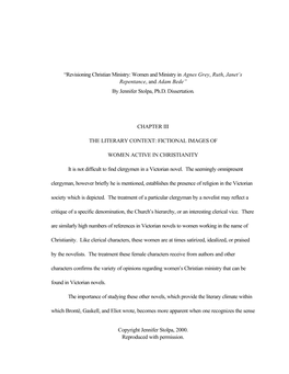 Revisioning Christian Ministry: Women and Ministry in Agnes Grey, Ruth, Janet’S Repentance, and Adam Bede” by Jennifer Stolpa, Ph.D