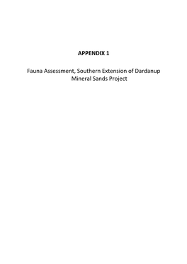 APPENDIX 1 Fauna Assessment, Southern Extension of Dardanup