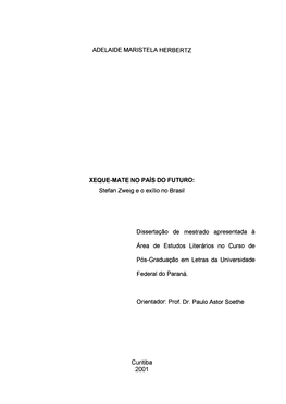 Stefan Zweig E O Exílio No Brasil Dissertação De Mestrado Apresent