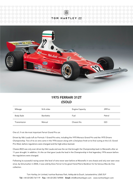 1975 Ferrari 312T £Sold