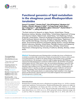 Functional Genomics of Lipid Metabolism in the Oleaginous Yeast