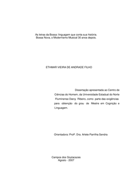 As Letras Da Bossa: Linguagem Que Conta Sua História