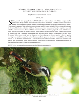 The Birds of Sikkim: an Analysis of Elevational Distribution, Endemism and Threats