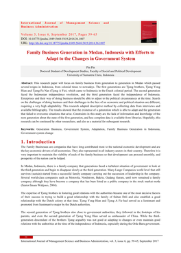 Family Business Generation in Medan, Indonesia with Efforts to Adapt to the Changes in Government System