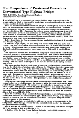 Cost Comparisons of Prestressed Concrete Vs Conventional-Type Highway Bridges JOHN J