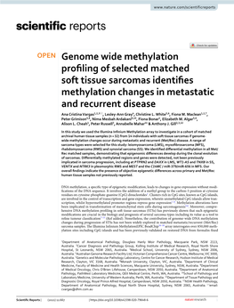 Genome Wide Methylation Profiling of Selected Matched Soft Tissue