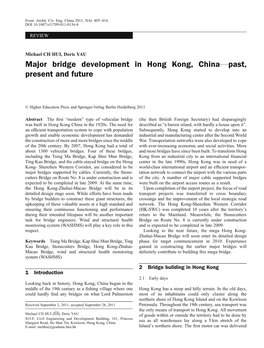 Major Bridge Development in Hong Kong, China—Past, Present and Future