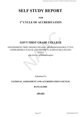 Self Study Report of GOVT FIRST GRADE COLLEGE