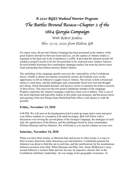 The Battles Around Resaca—Chapter 2 of the 1864 Georgia Campaign with Robert Jenkins Nov