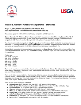 119Th U.S. Women's Amateur Championship – Storylines