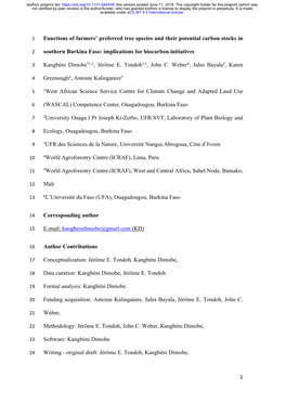 Functions of Farmers' Preferred Tree Species and Their