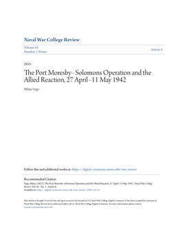 The Port Moresby–Solomons Operation and the Allied Reaction, 27 A