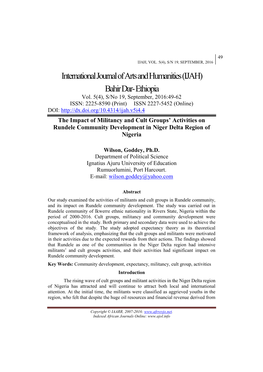 International Journal of Arts and Humanities(IJAH) Bahir Dar- Ethiopia