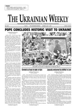 Pope Concludes Historic Visit to Ukraine