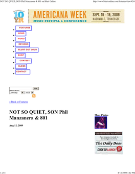 NOT SO QUIET, SON Phil Manzanera & 801 on Blurt Online