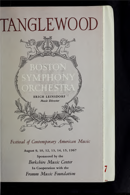 Boston Symphony Orchestra Concert Programs, Summer, 1967-1968, Tanglewood