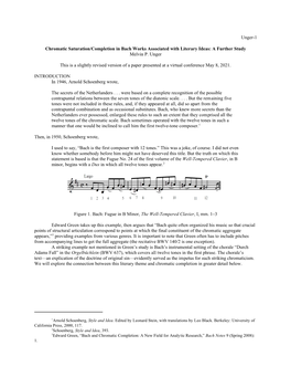 Unger-1 Chromatic Saturation/Completion in Bach Works