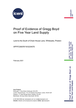 Proof of Evidence of Gregg Boyd on Five Year Land Supply