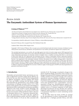 The Enzymatic Antioxidant System of Human Spermatozoa