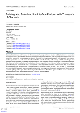 An Integrated Brain-Machine Interface Platform with Thousands of Channels