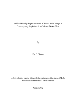 Artificial Identity: Representations of Robots and Cyborgs in Contemporary Anglo-American Science Fiction Films