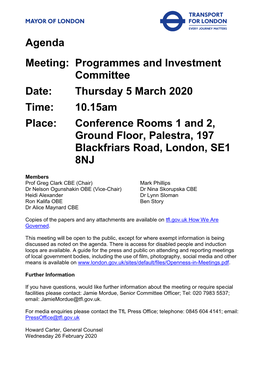 Agenda and Papers for Programmes and Investment Committee, 05/03