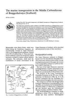 The Marine Transgression in the Middle Carboniferous of Broggerhalvoya (Svalbard)