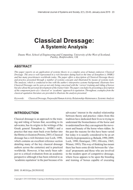 Classical Dressage: a Systemic Analysis