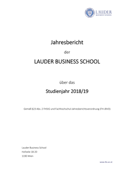 Jahresbericht LAUDER BUSINESS SCHOOL