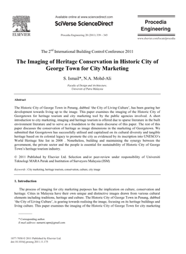 The Imaging of Heritage Conservation in Historic City of George Town for City Marketing