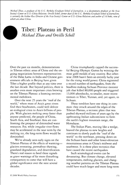 Tibet: Plateau in Peril Michael Zhao and Orville Schell