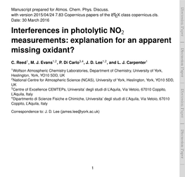 Interferences in Photolytic NO2 Measurements