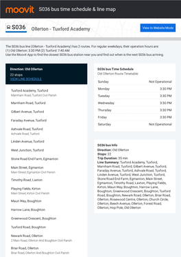 S036 Bus Time Schedule & Line Route