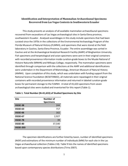 Identification and Interpretation of Mammalian Archaeofaunal Specimens Recovered from Las Vegas Contexts in Southwestern Ecuador