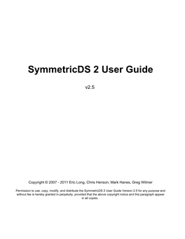 Symmetricds 2 User Guide