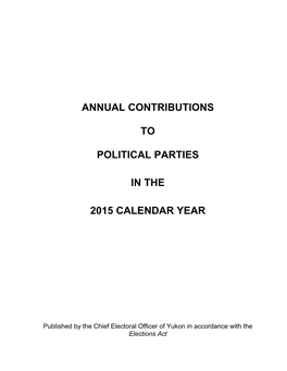 Annual Contributions to Political Parties in the 2015 Calendar Year
