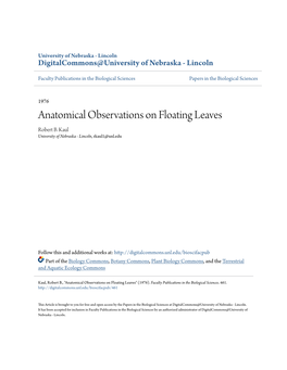 Anatomical Observations on Floating Leaves Robert B
