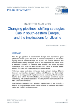 Gas in South-Eastern Europe, and the Implications for Ukraine