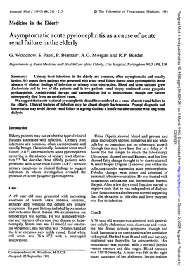 Asymptomatic Acute Pyelonephritis As a Cause of Acute Renal Failure in The