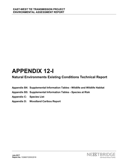 APPENDIX 12-I Natural Environments Existing Conditions Technical Report