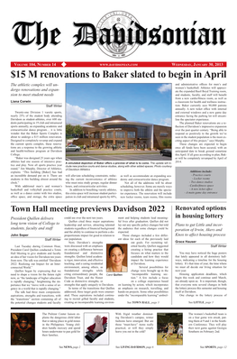 $15 M Renovations to Baker Slated to Begin in April the Athletic Complex Will Un- and Administrative Ofﬁ Ces for Men’S and Women’S Basketball