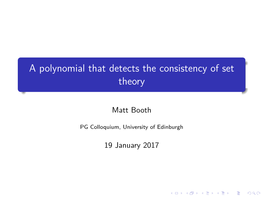 A Polynomial That Detects the Consistency of Set Theory